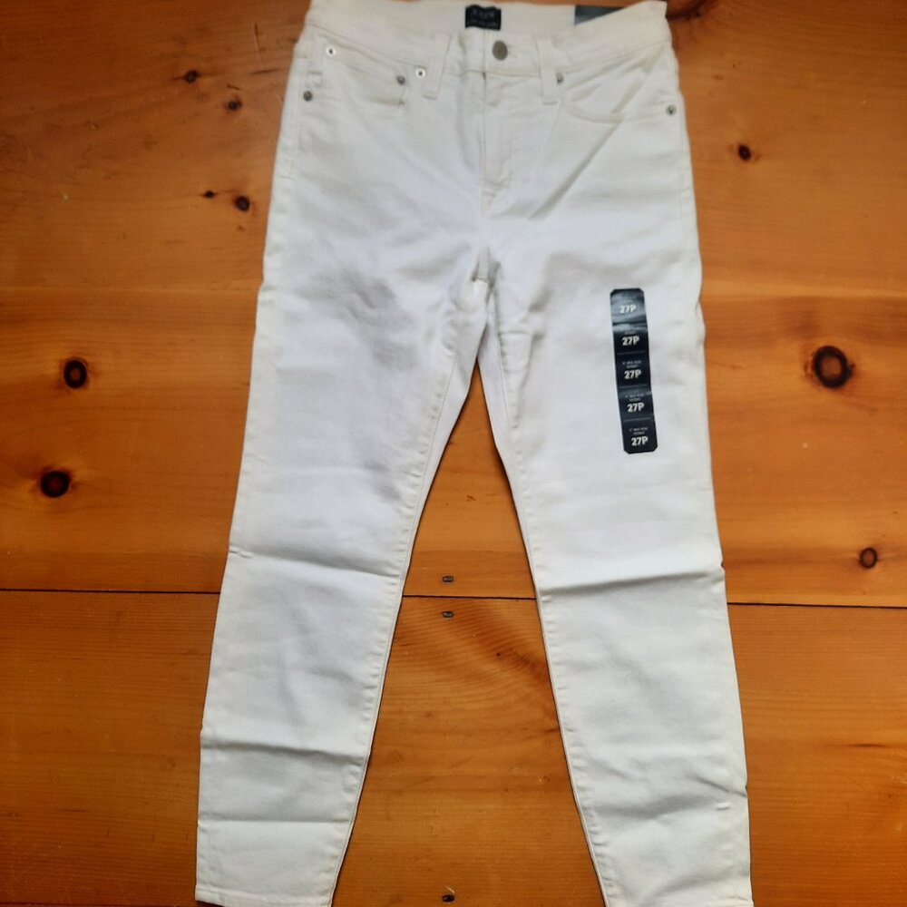 JCrew women's petite mid-rise skinny white jeans NWT